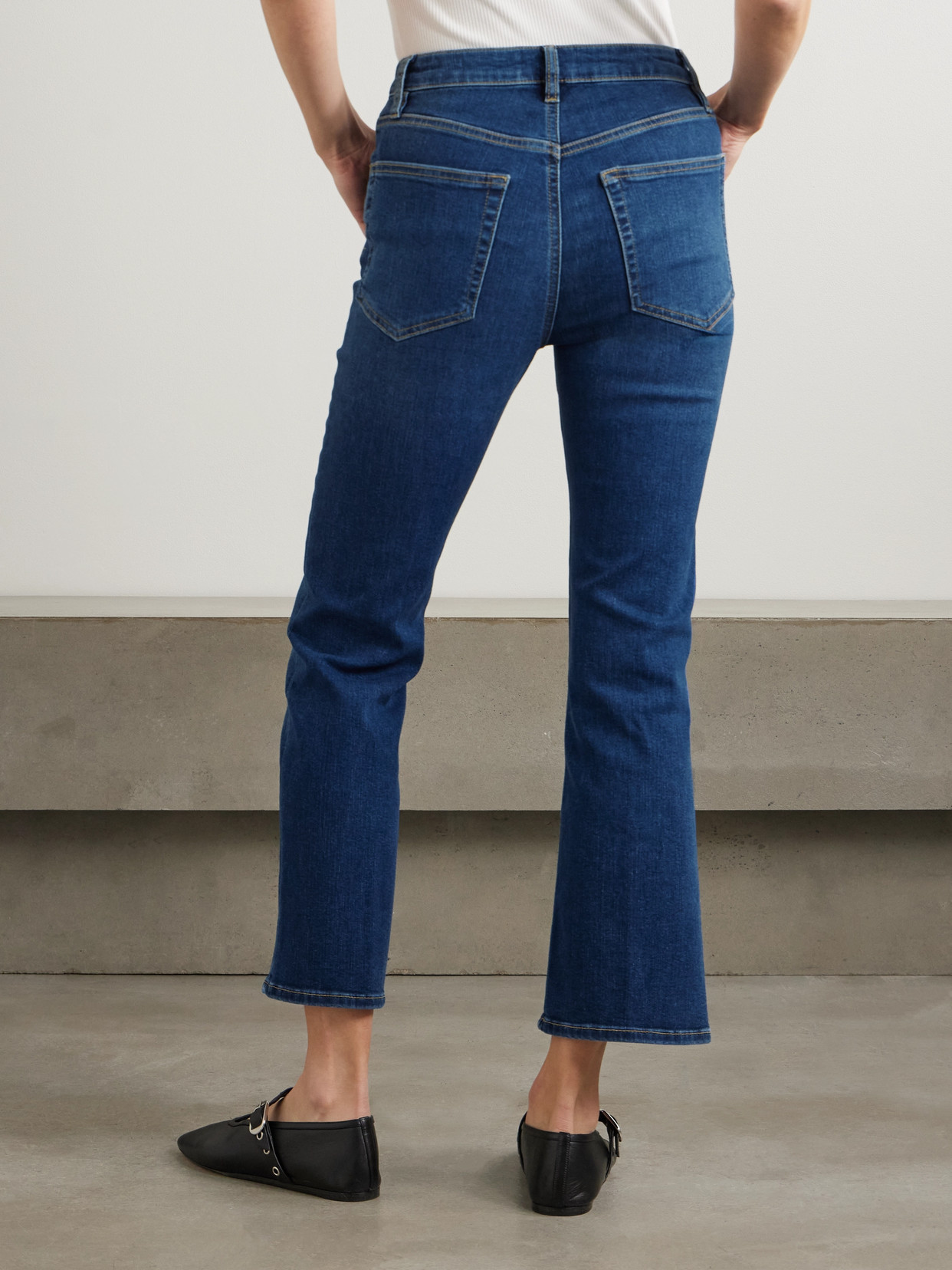 Frame The Pencil Cropped High-rise Slim-leg Jeans In Blue