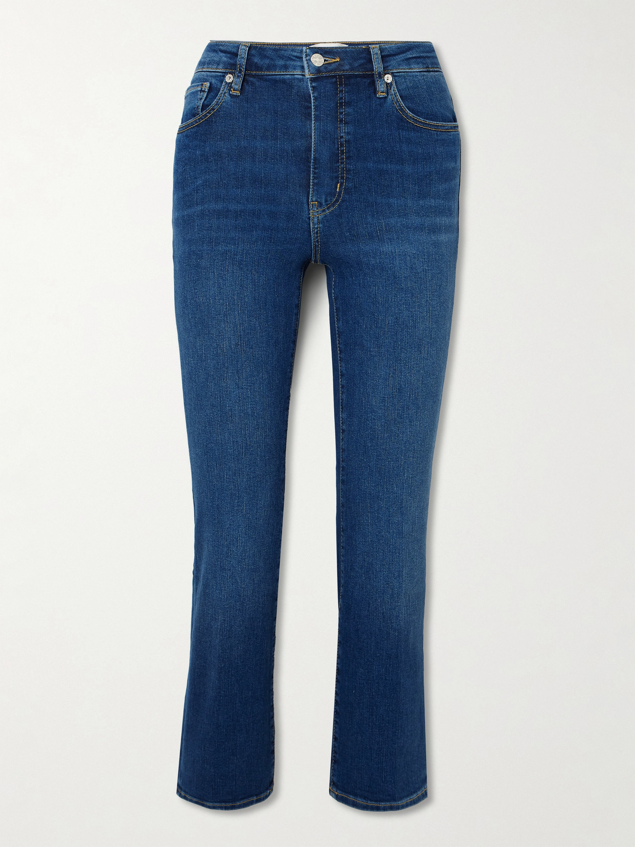 Frame The Pencil Cropped High-rise Slim-leg Jeans In Blue