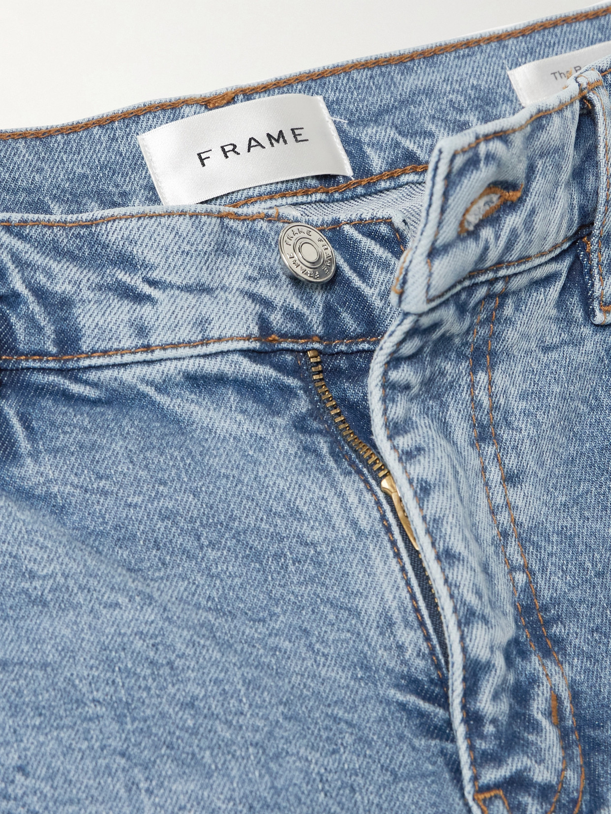 Shop Frame The Borrowed High-rise Slim-leg Jeans In Blue