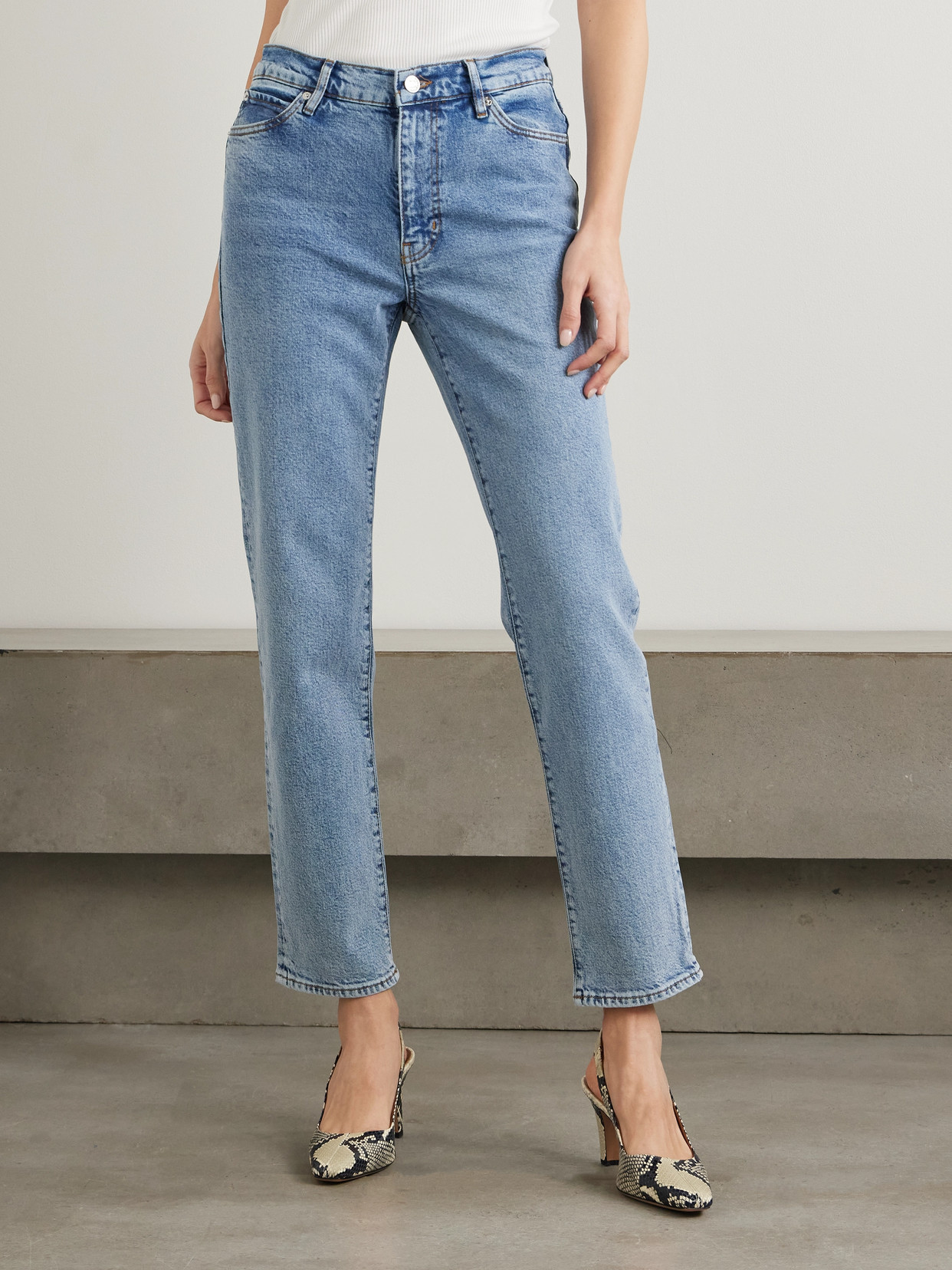 FRAME THE BORROWED HIGH-RISE SLIM-LEG JEANS