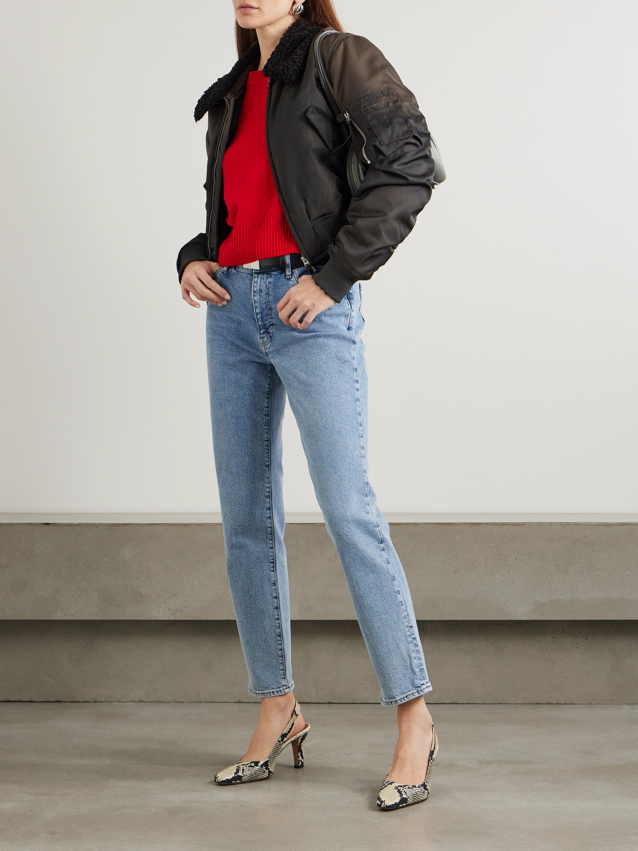 FRAME THE BORROWED HIGH-RISE SLIM-LEG JEANS