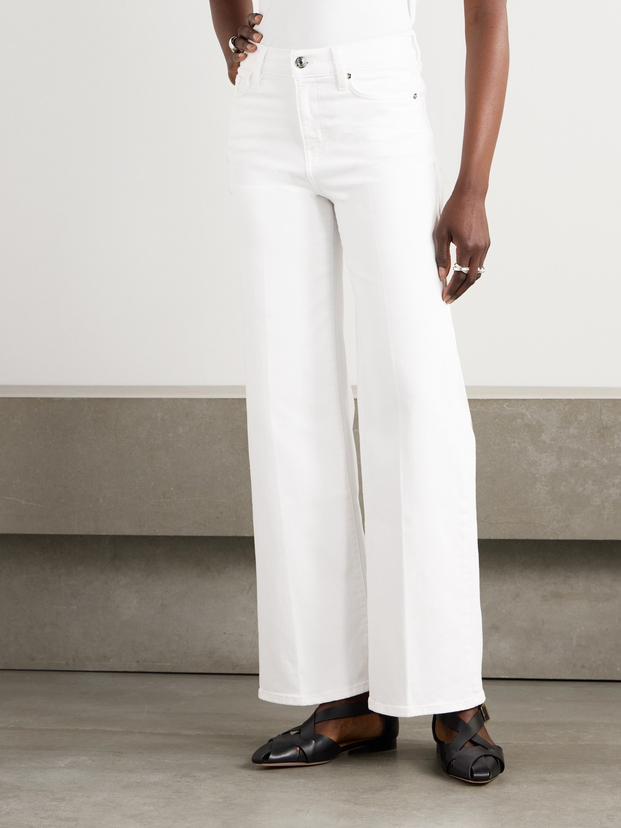 Frame High Rise Le Palazzo Crop Jean In Au Natural Clean Raw After In White