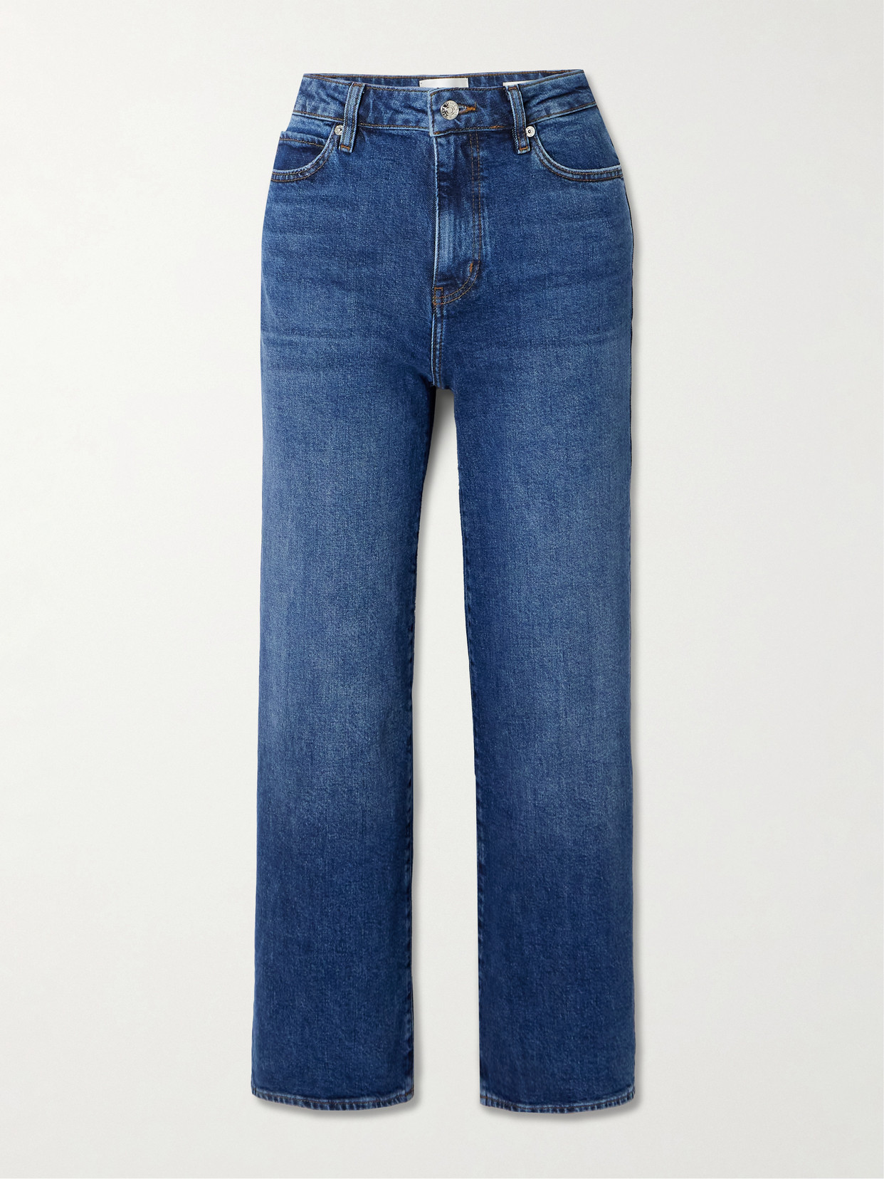 Frame Womens The Reboot Crop Flared-leg High-rise Stretch Denim-blend Jeans Femma In Blue