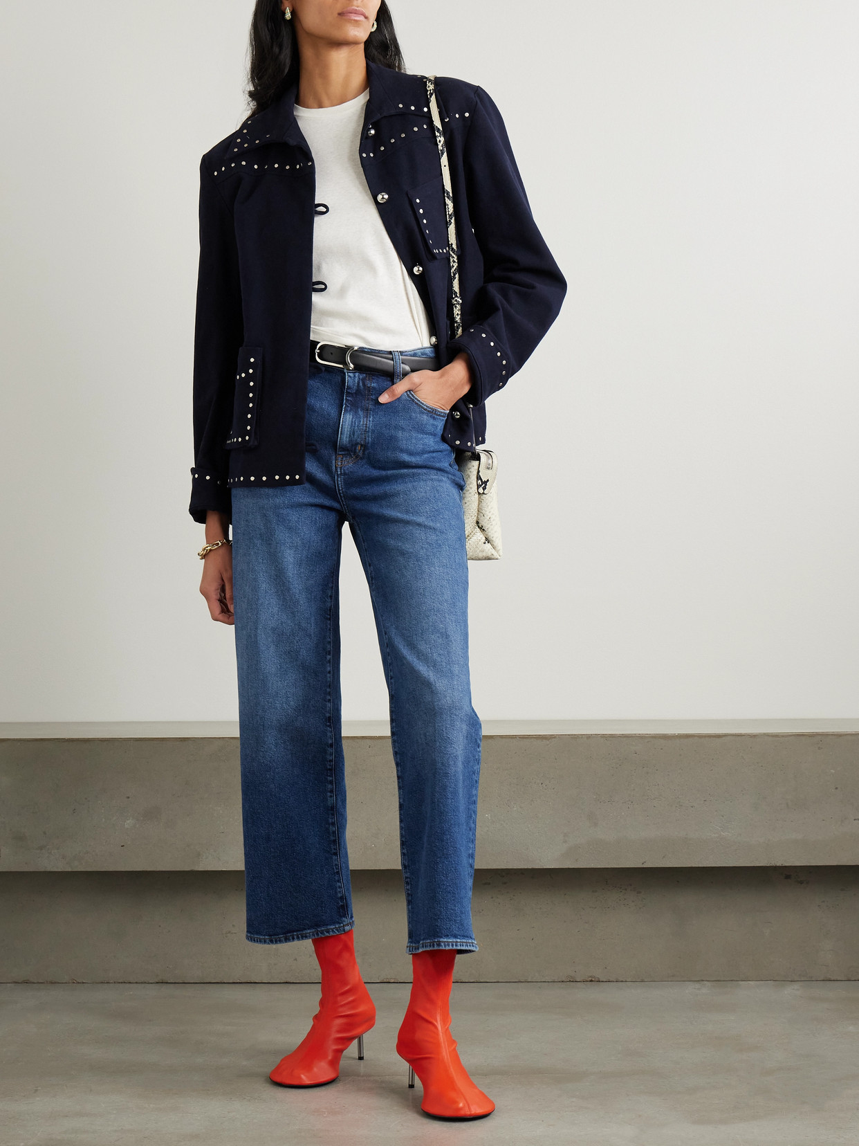 Frame Womens The Reboot Crop Flared-leg High-rise Stretch Denim-blend Jeans Femma In Blue