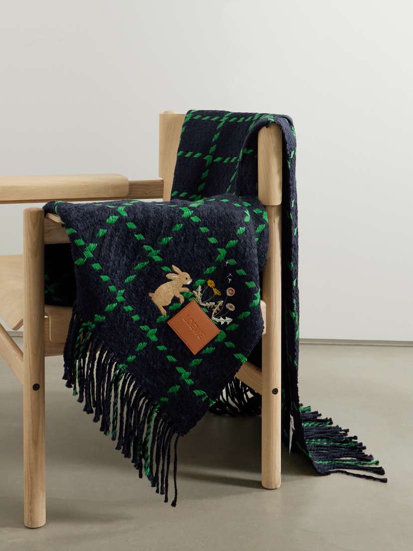 Loewe + Suna Fujita Checked Wool-blend Blanket
