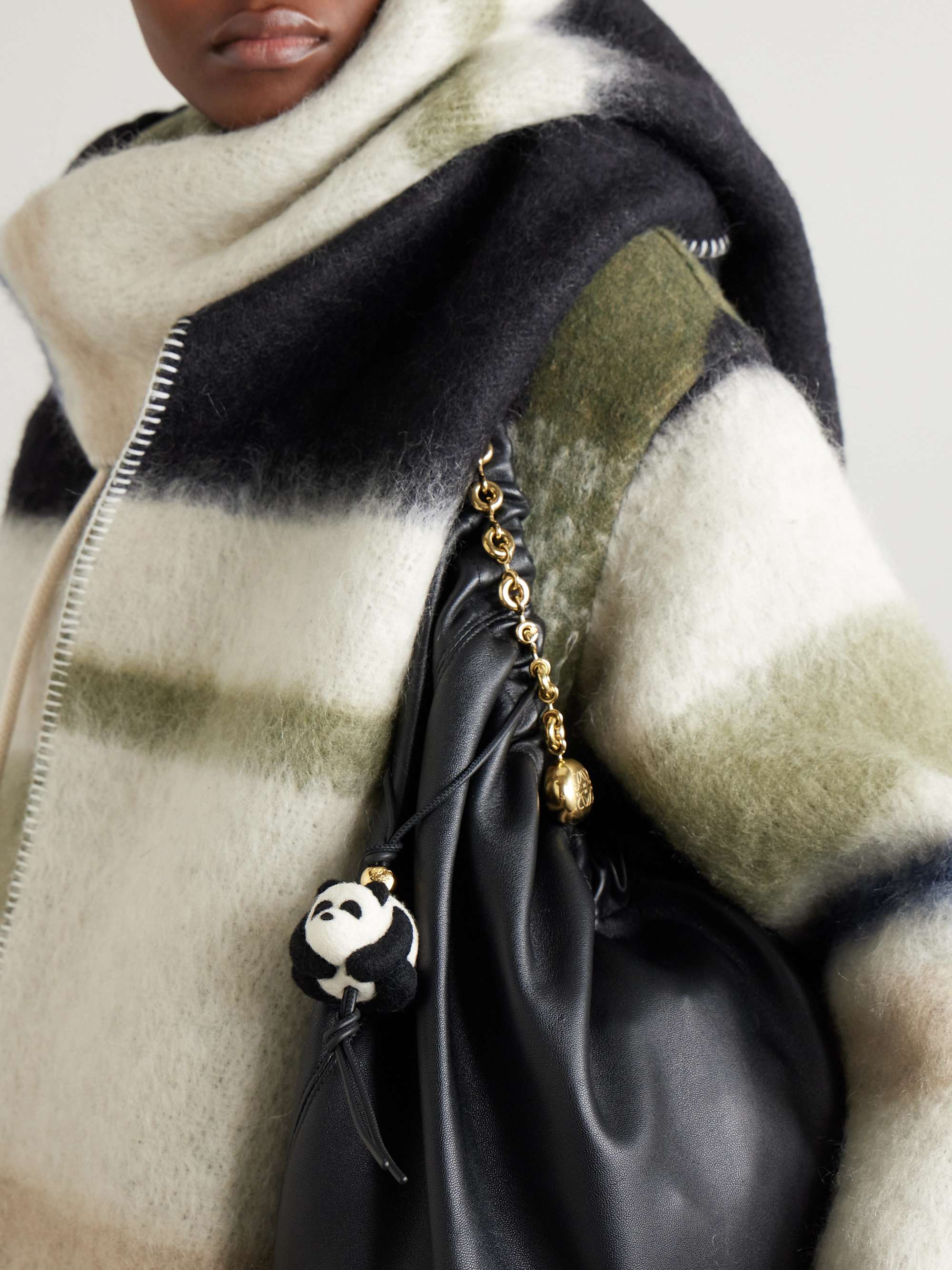 LOEWE + Suna Fujita Panda felt, leather and gold-tone bag LOEWE + Suna Fujita Panda felt, leather and gold-tone bag