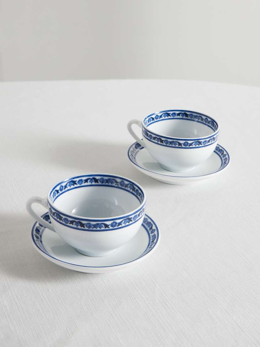 Dolce & Gabbana Set Of Two Painted Porcelain Cups And Saucers
