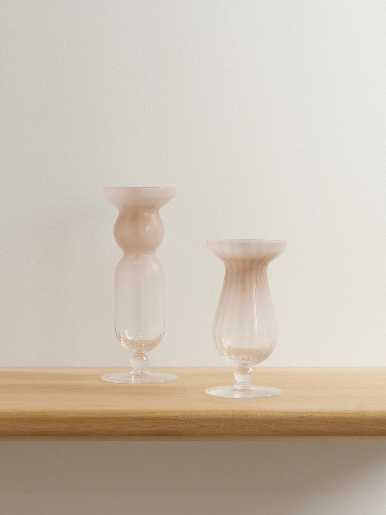 Brunello Cucinelli - Set Of Two Murano Glass Candle Sticks - Beige
