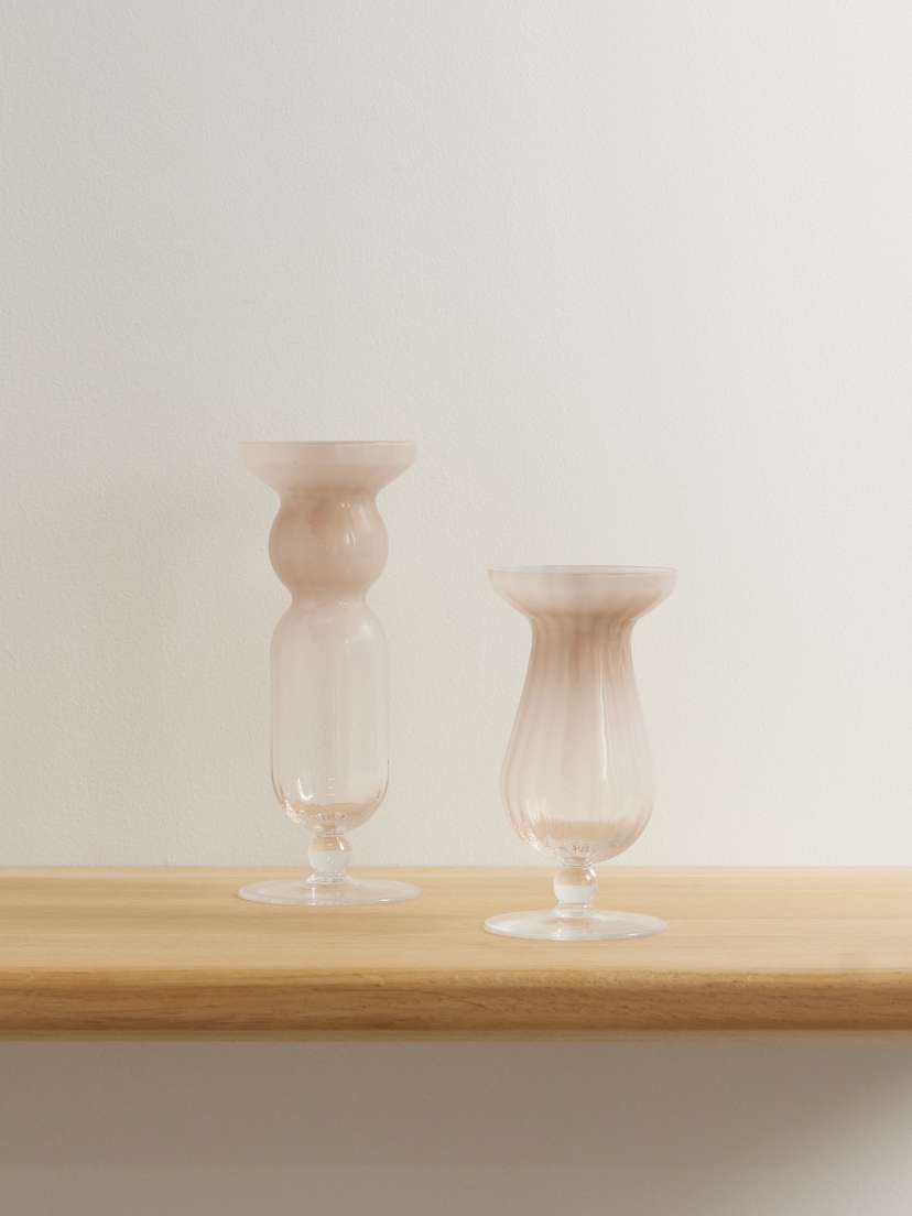 Brunello Cucinelli Set Of Two Murano Glass Candle Sticks