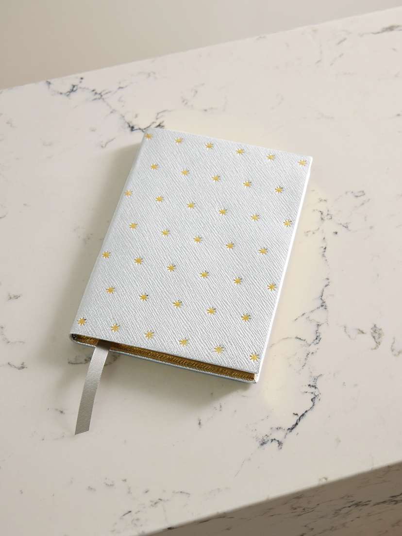Smythson Stars Soho Panama Debossed Metallic Textured-leather Notebook