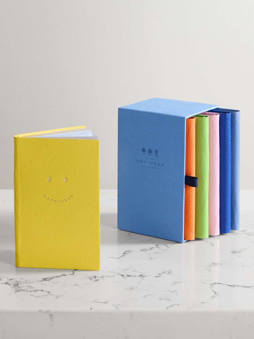 Smythson Panama Set Of Six Textured-leather Notebooks