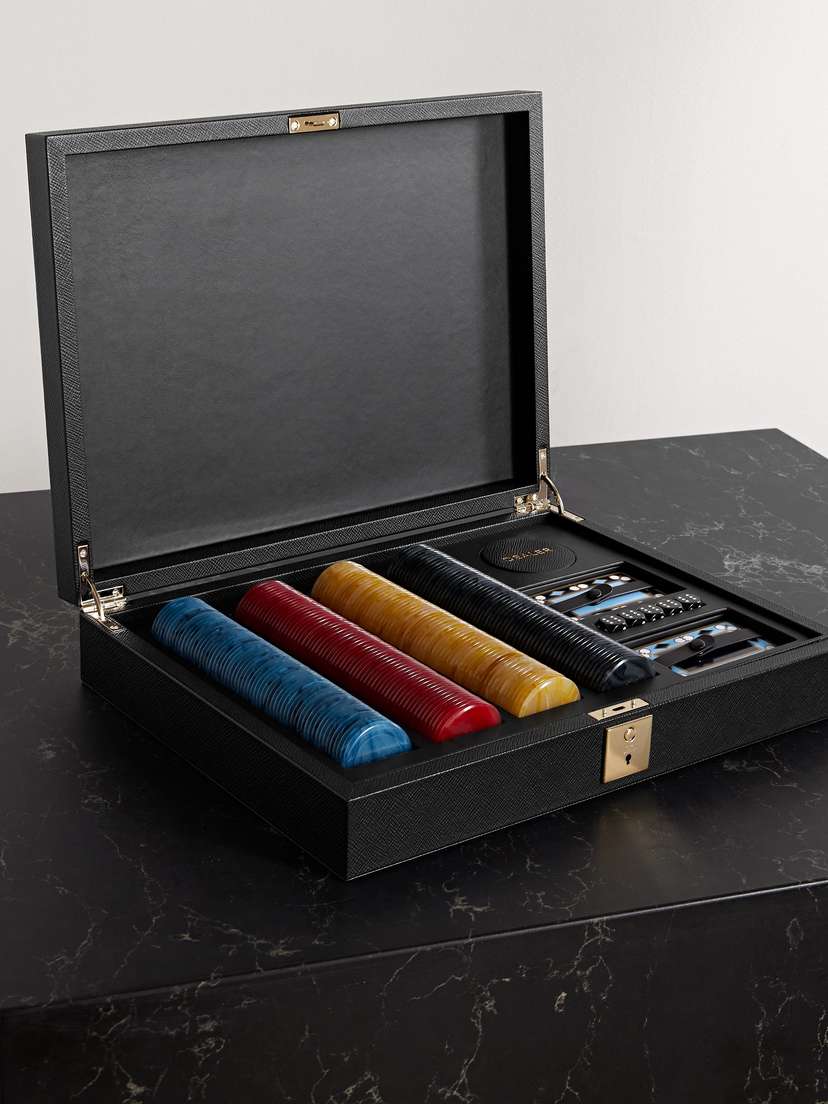 Smythson Panama Textured-leather Poker Set
