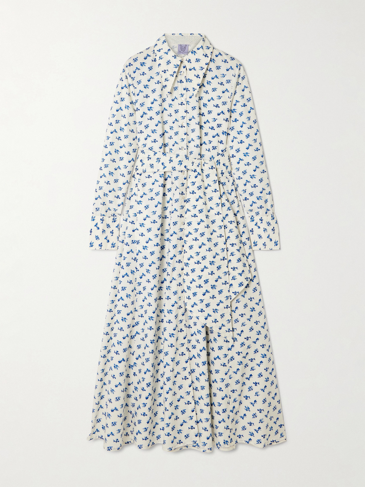 Thierry Colson Alceste Floral-print Cotton-poplin Midi Shirt Dress In Blue