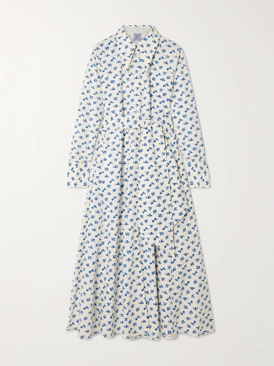alceste floral-print cotton-poplin midi shirt dress