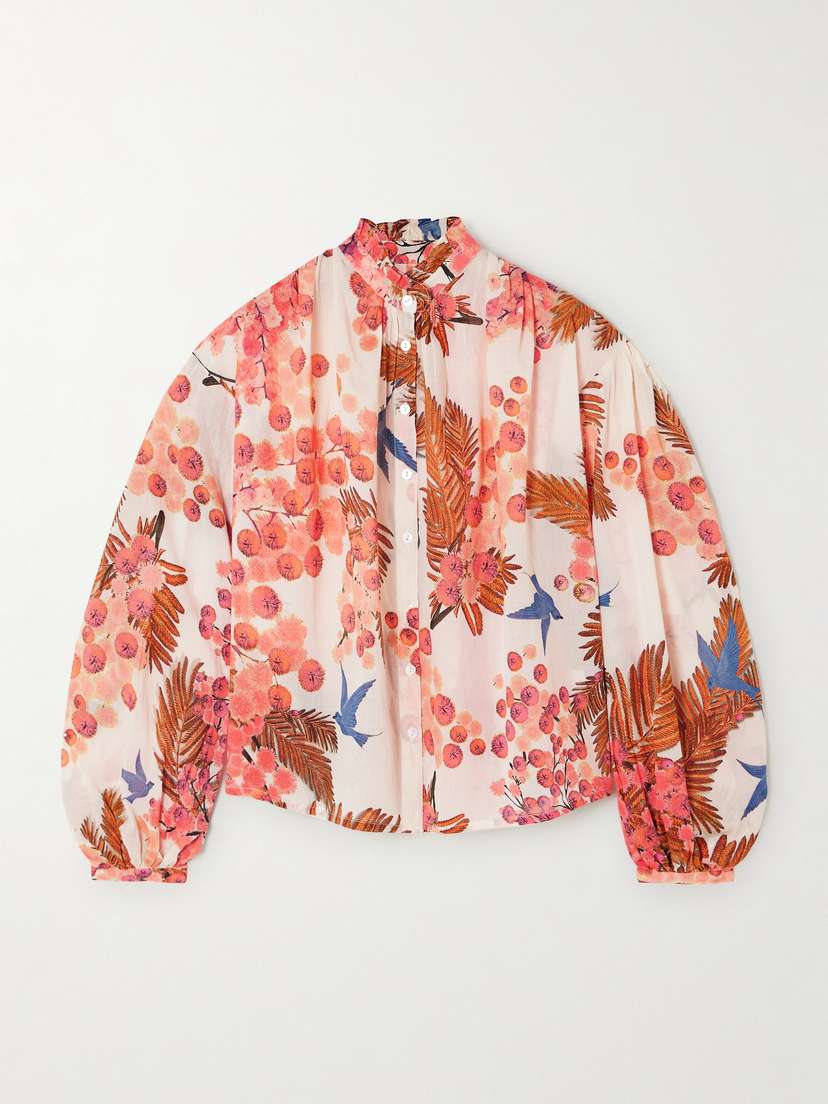 Thierry Colson Slava Ruffled Printed Cotton-voile Blouse