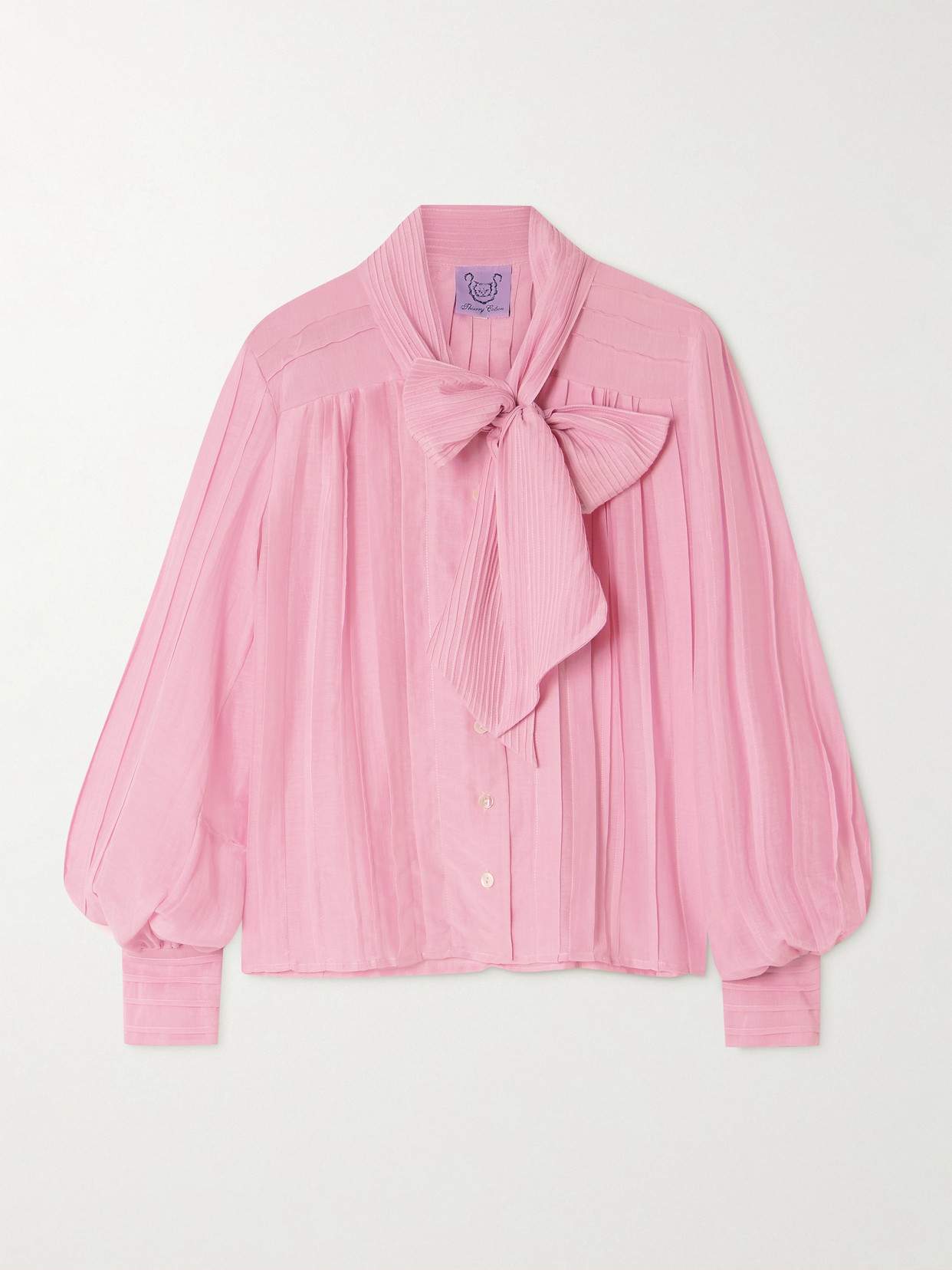 Thierry Colson - Alba Pussy-bow Pintucked Cotton And Silk-blend Voile Shirt - Pink