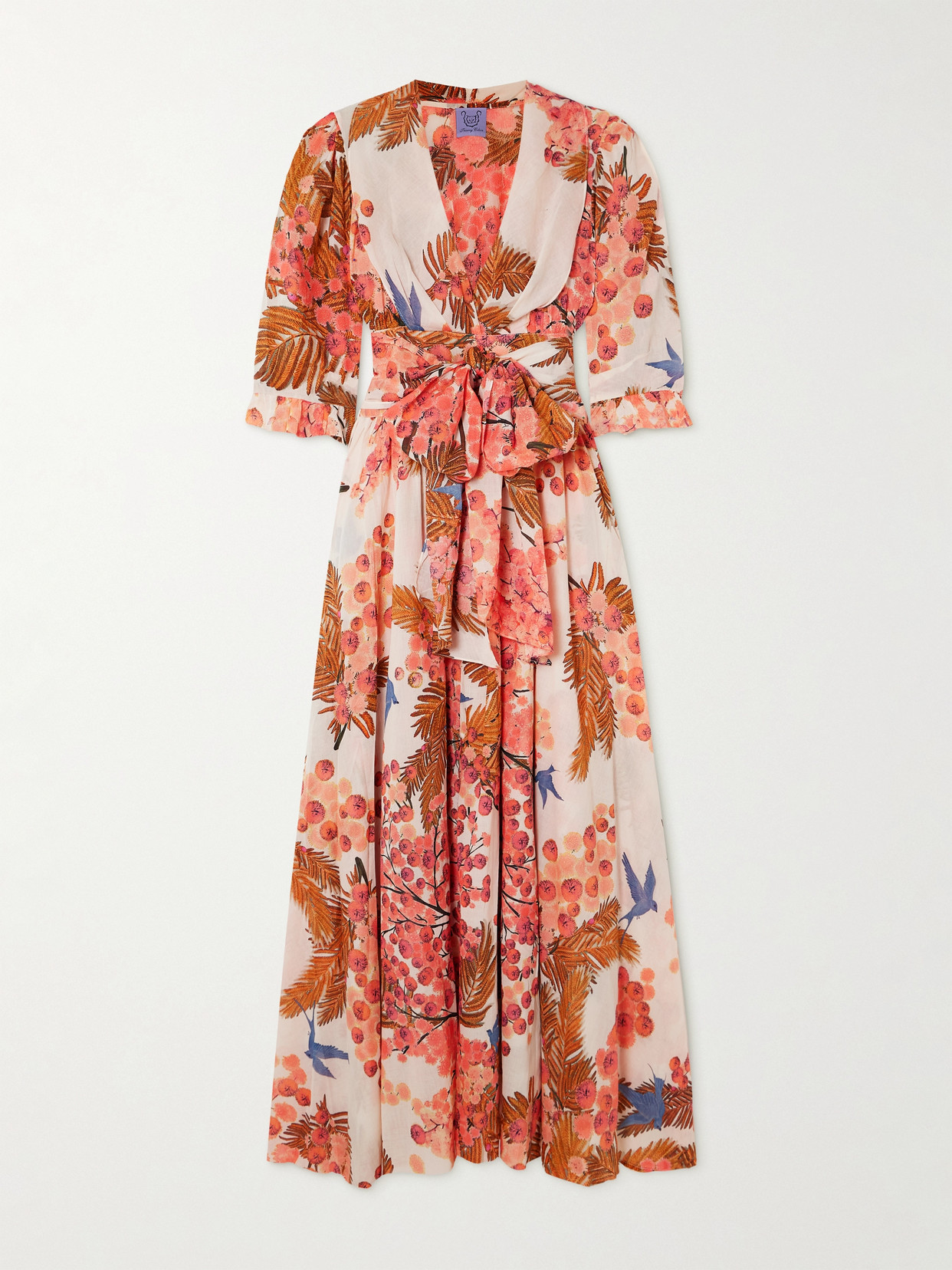 Thierry Colson Zorah Printed Cotton-voile Maxi Dress In Pink