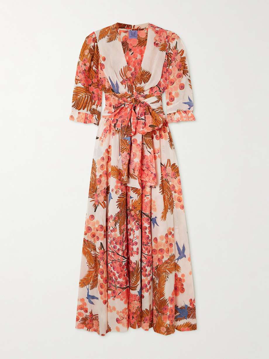 zorah printed cotton-voile maxi dress