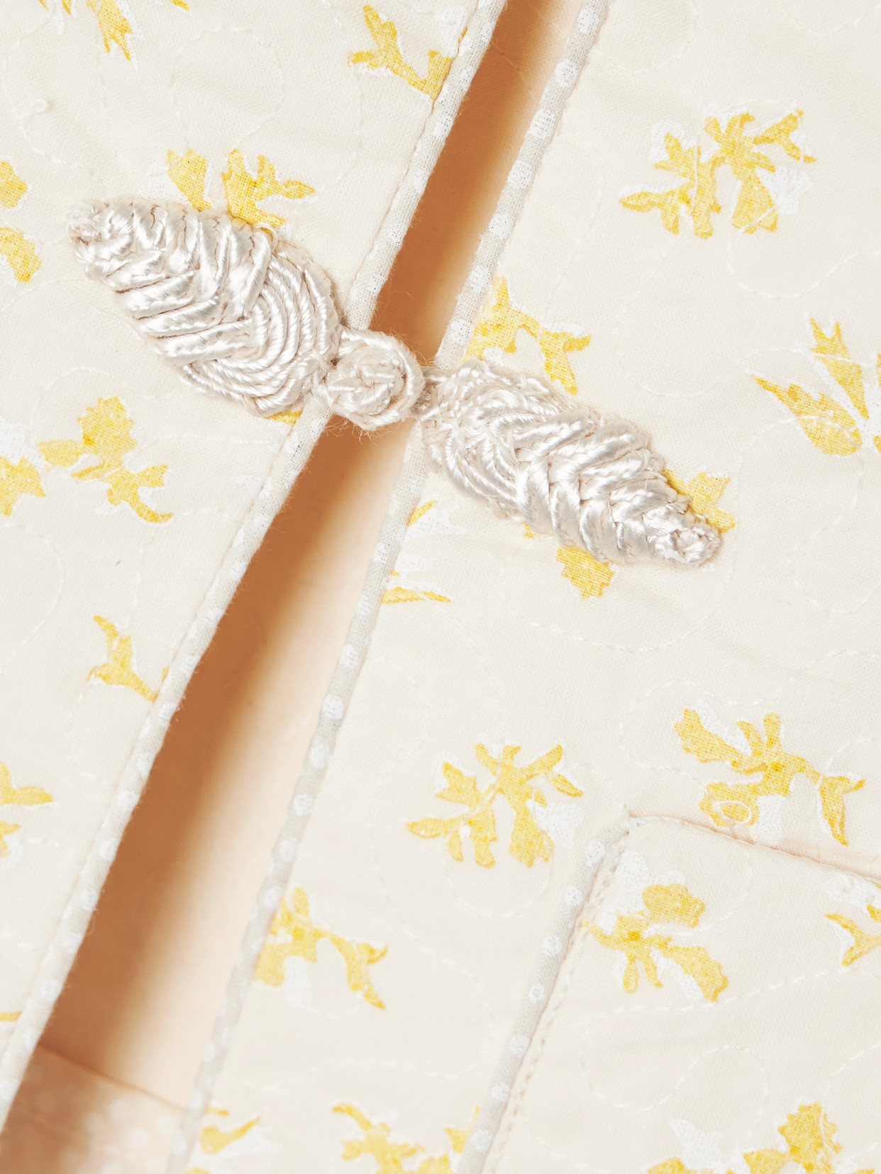 Thierry Colson Alois Quilted Printed Cotton-voile Vest In Yellow