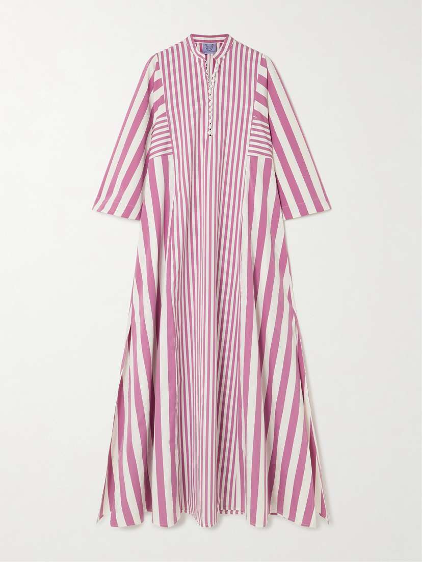 Thierry Colson Rachel Striped Cotton-poplin Kaftan
