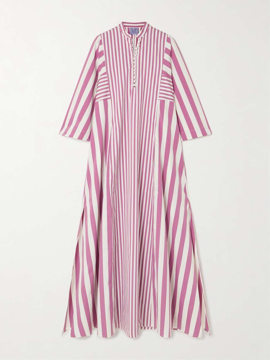 rachel striped cotton-poplin kaftan
