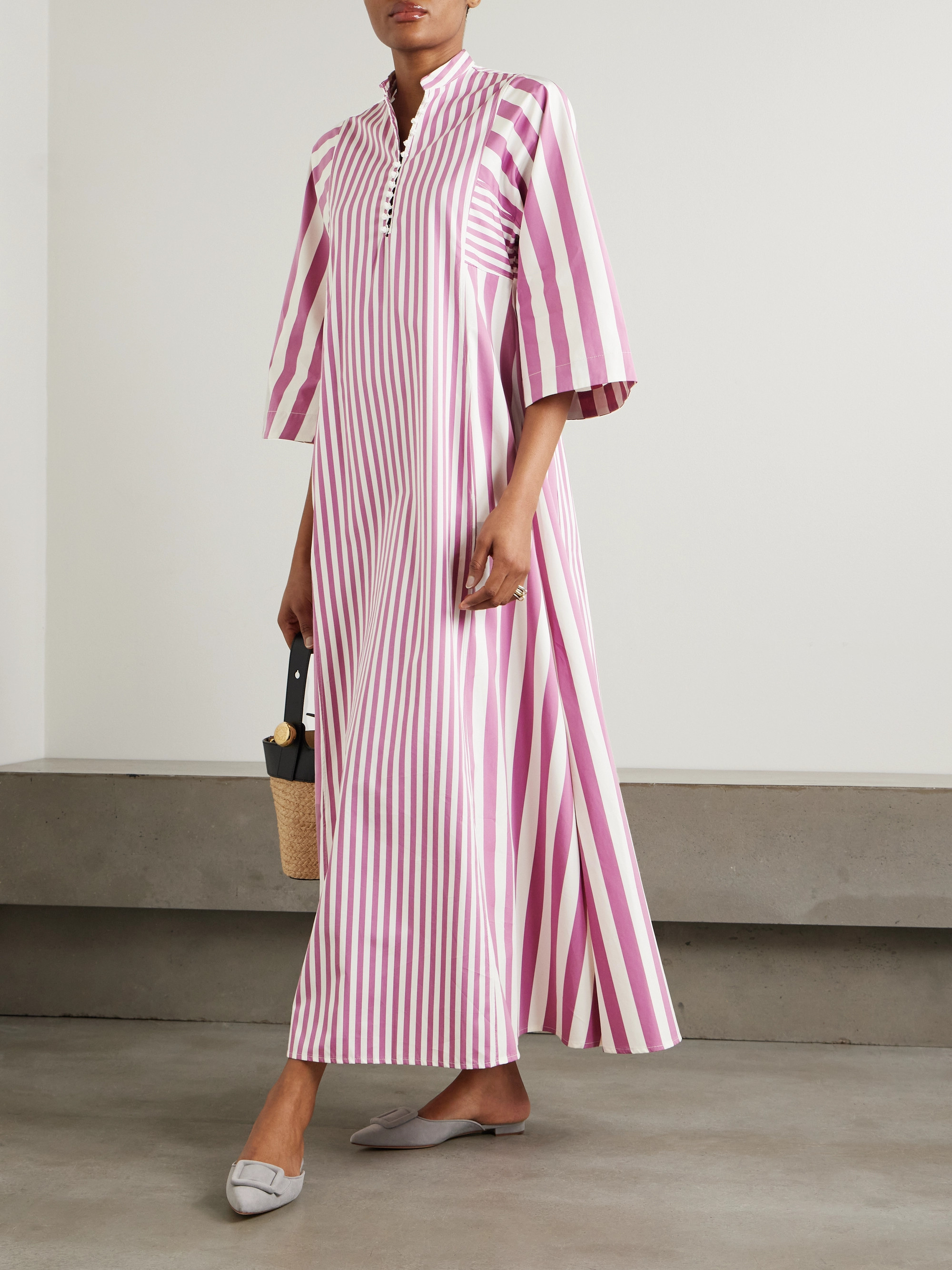 THIERRY COLSON Rachel striped cotton-poplin kaftan