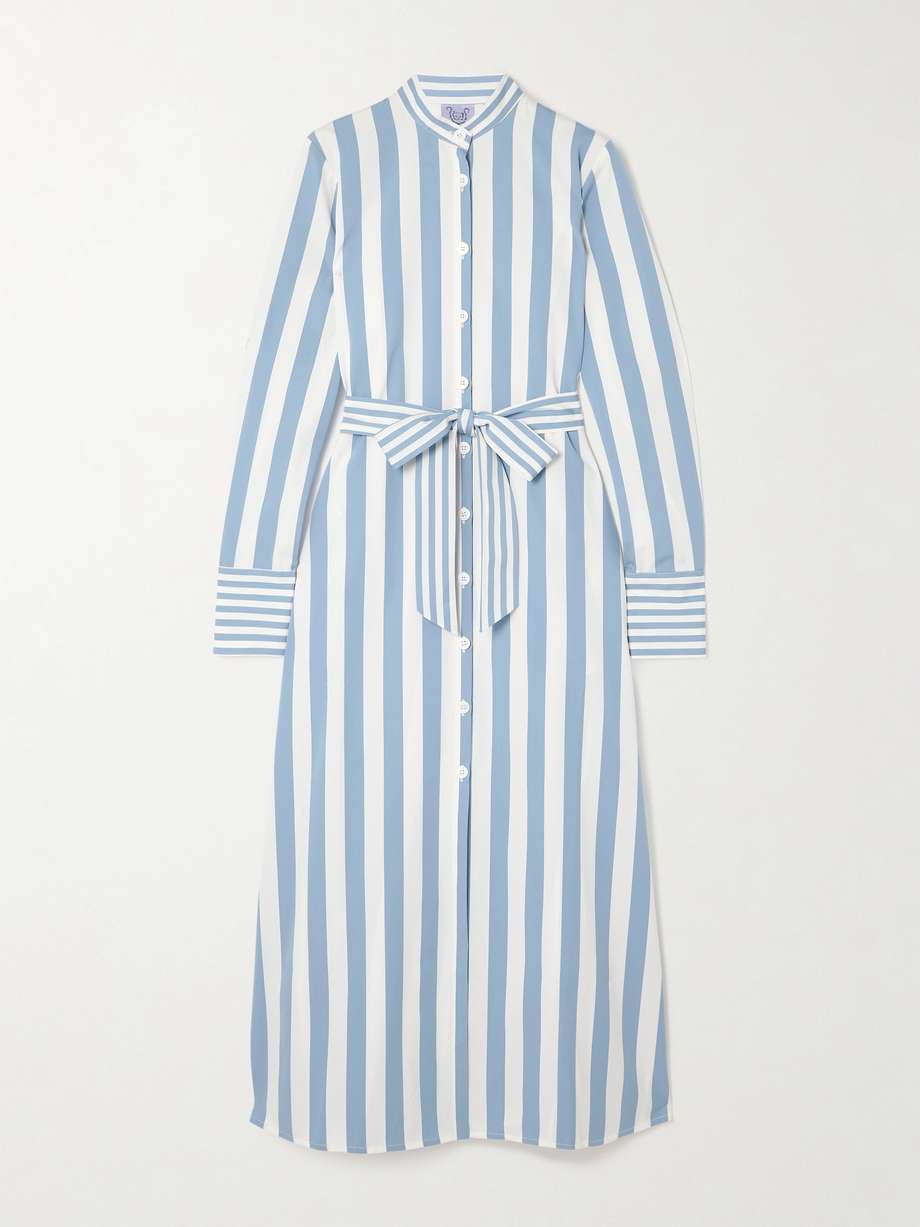 alla belted striped cotton-poplin maxi shirt dress
