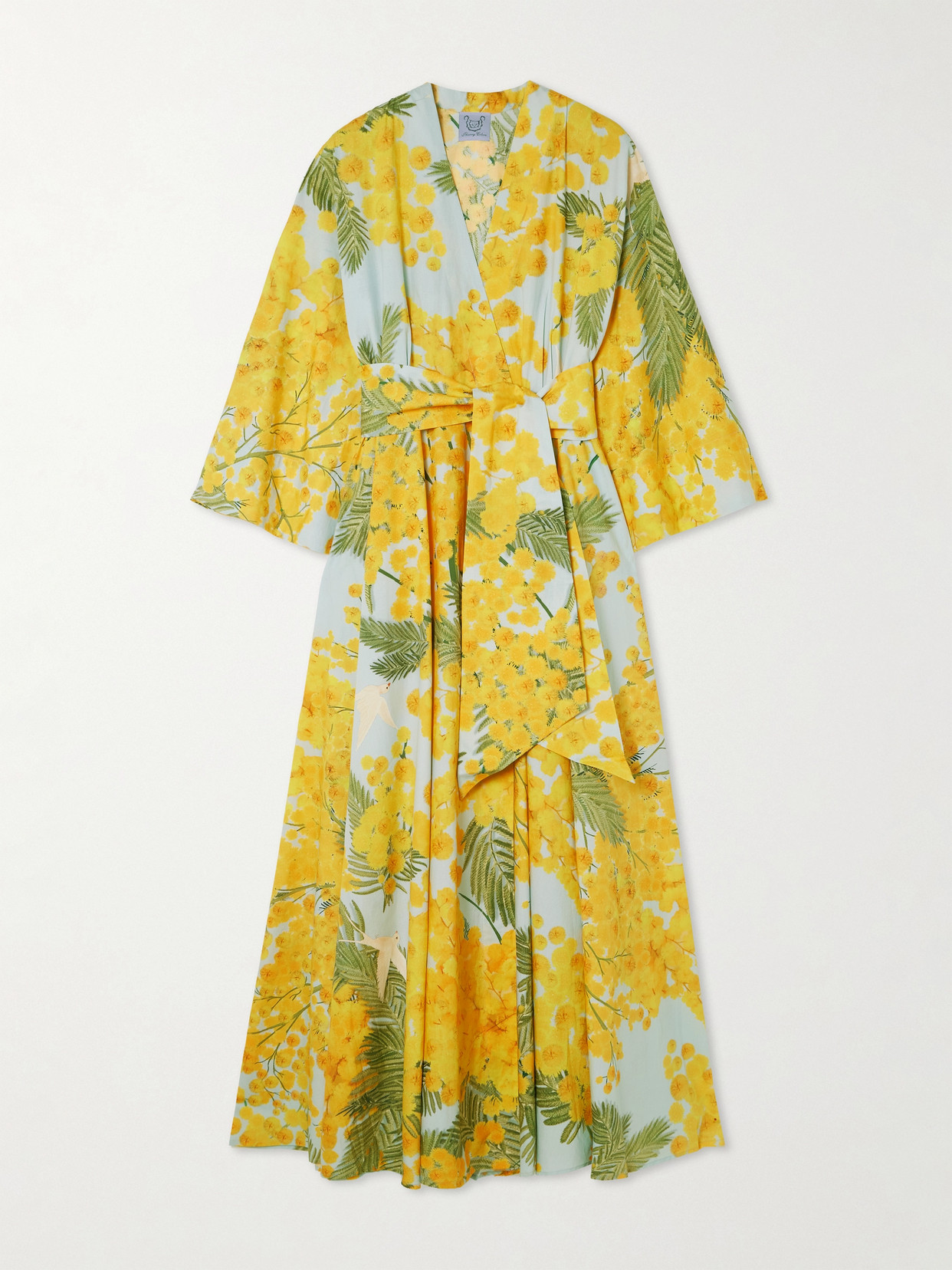 Thierry Colson Almudena Belted Floral-print Cotton-poplin Midi Wrap Dress In Yellow