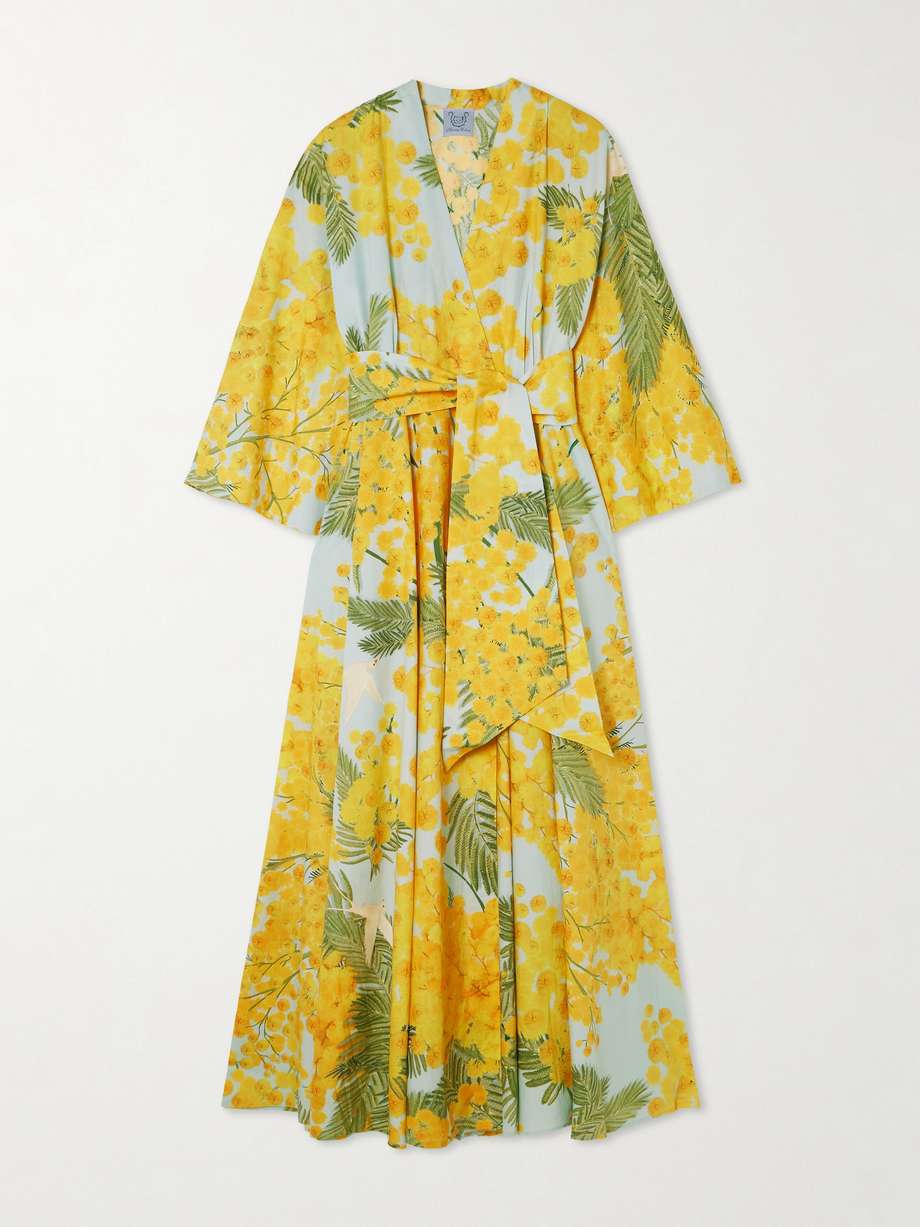 almudena belted floral-print cotton-poplin midi wrap dress