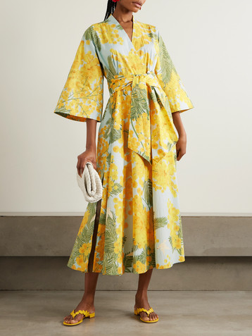 THIERRY COLSON Almudena belted floral-print cotton-poplin midi wrap dress