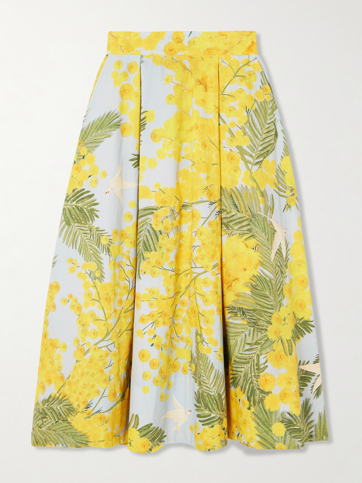 Thierry Colson Wynona Floral-print Cotton-poplin Midi Skirt In Yellow
