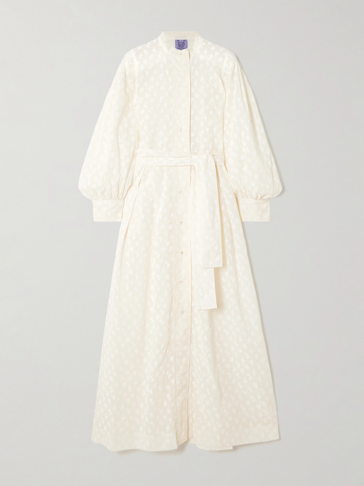 Thierry Colson Yvonne Belted Floral-print Cotton-voile Midi Shirt Dress In White