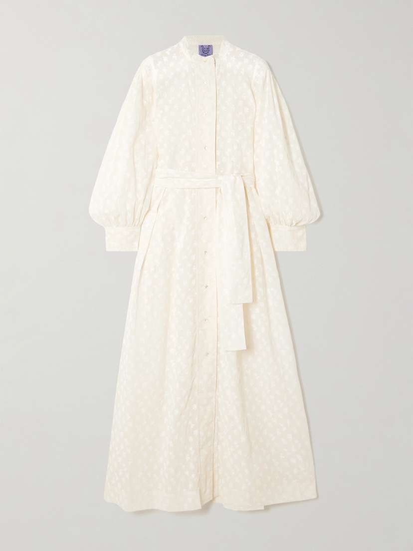 Thierry Colson Yvonne Belted Floral-print Cotton-voile Midi Shirt Dress