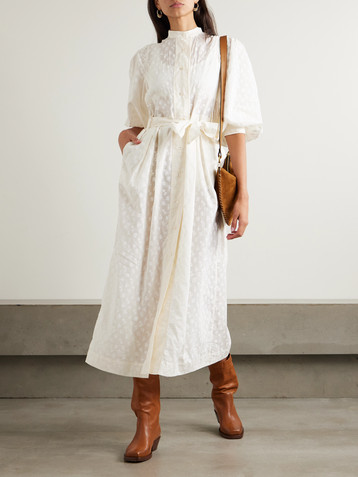 THIERRY COLSON Yvonne belted floral-print cotton-voile midi shirt dress