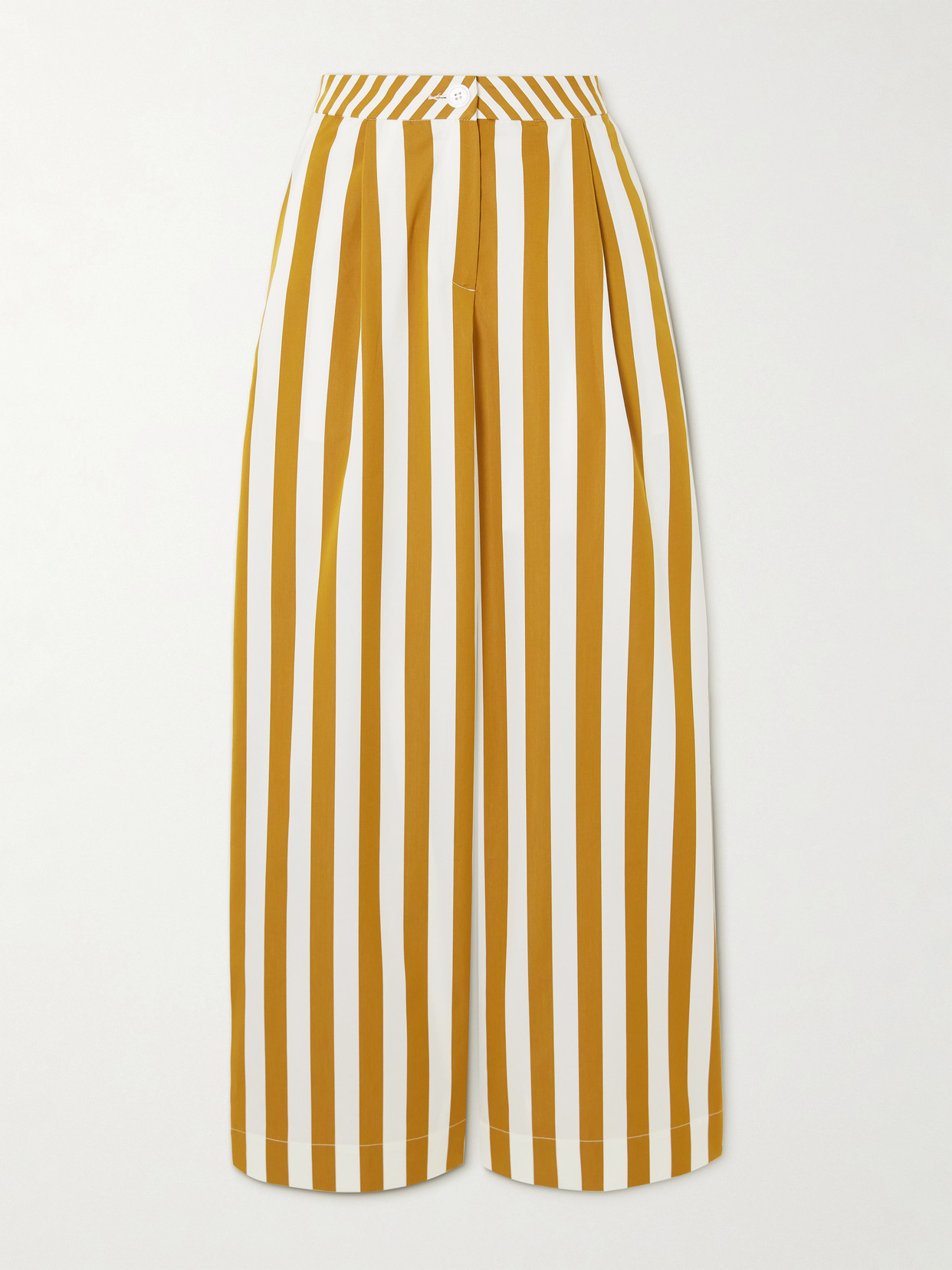 Thierry Colson Loulou Striped Cotton-poplin Wide-leg Pants In Yellow