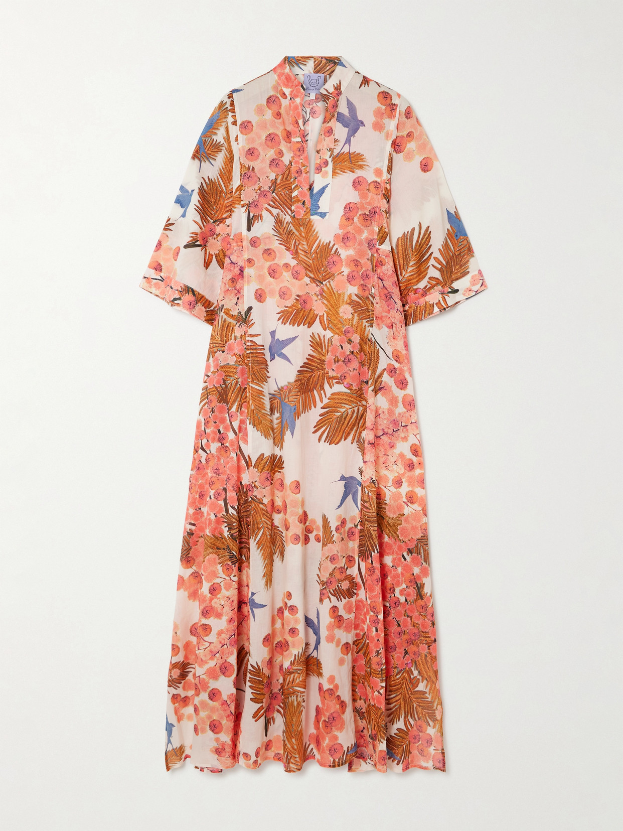 Thierry Colson Rachel Printed Cotton-voile Kaftan In Pink