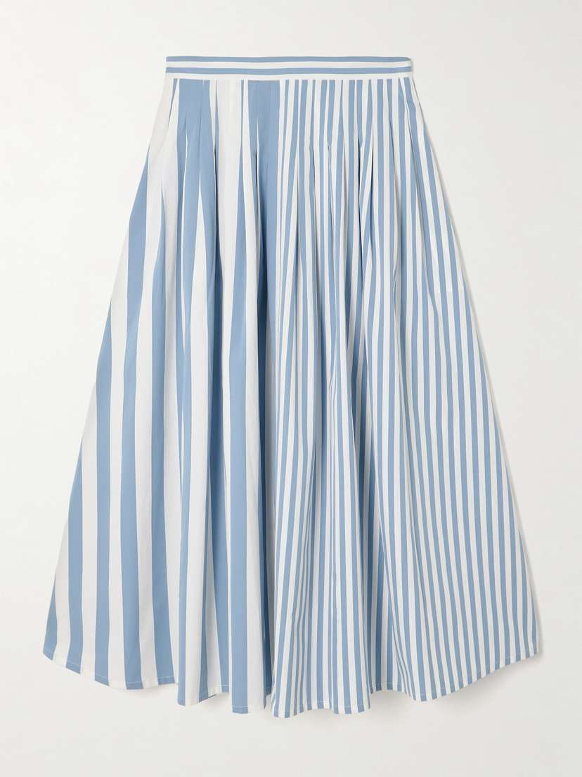 Thierry Colson Zazou Pleated Striped Cotton-poplin Midi Skirt