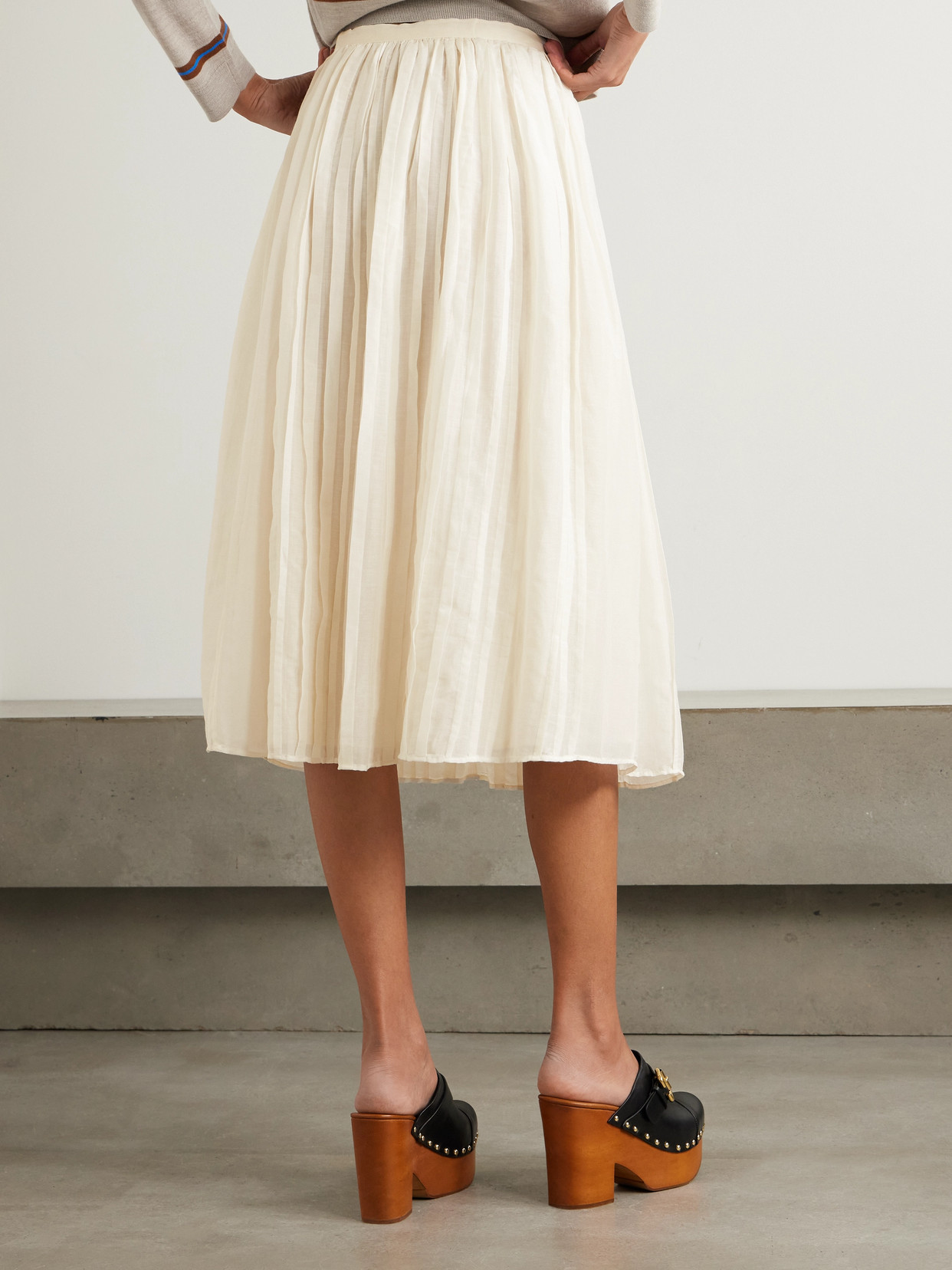 Pintucked Cotton And Silk-Blend Voile Midi