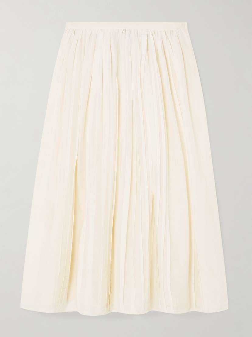 Thierry Colson Pintucked Cotton And Silk-blend Voile Midi Skirt
