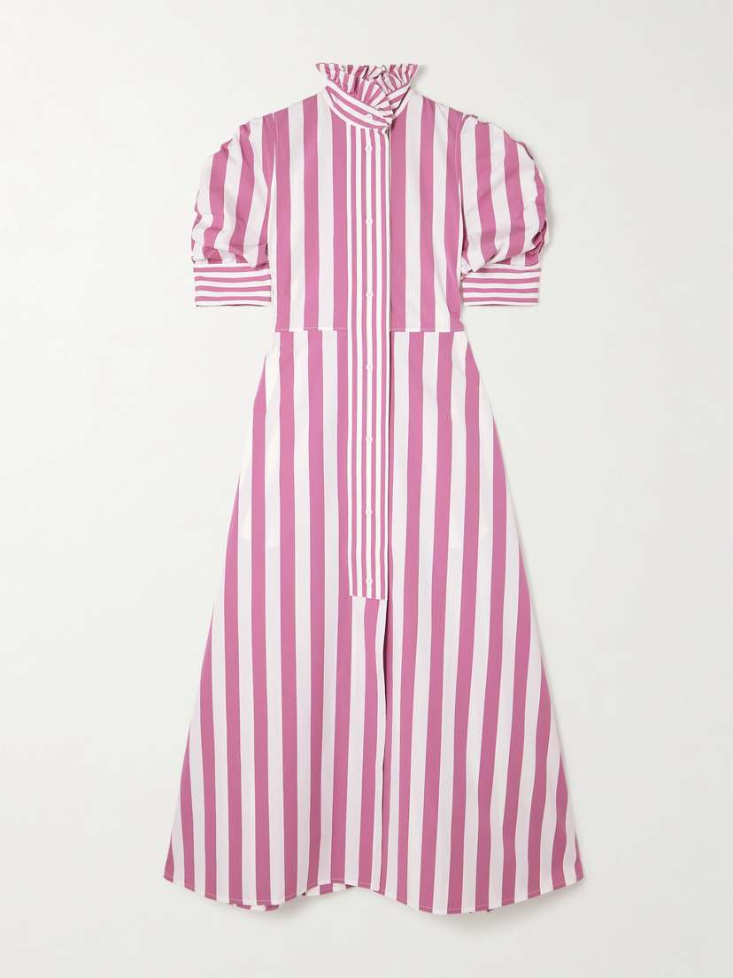 Thierry Colson Venetia Ruffled Striped Cotton-poplin Midi Dress