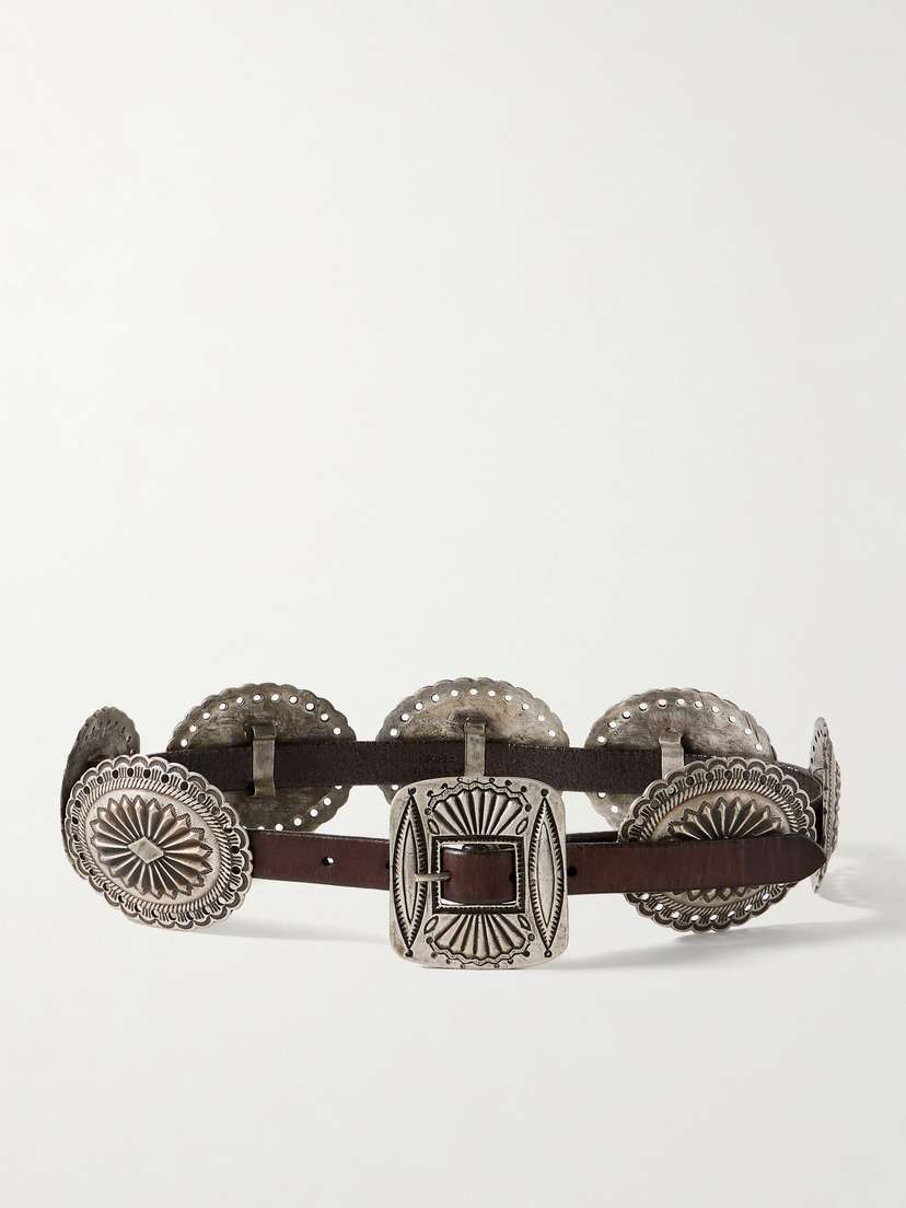 Polo Ralph Lauren Embellished Distressed Leather Belt