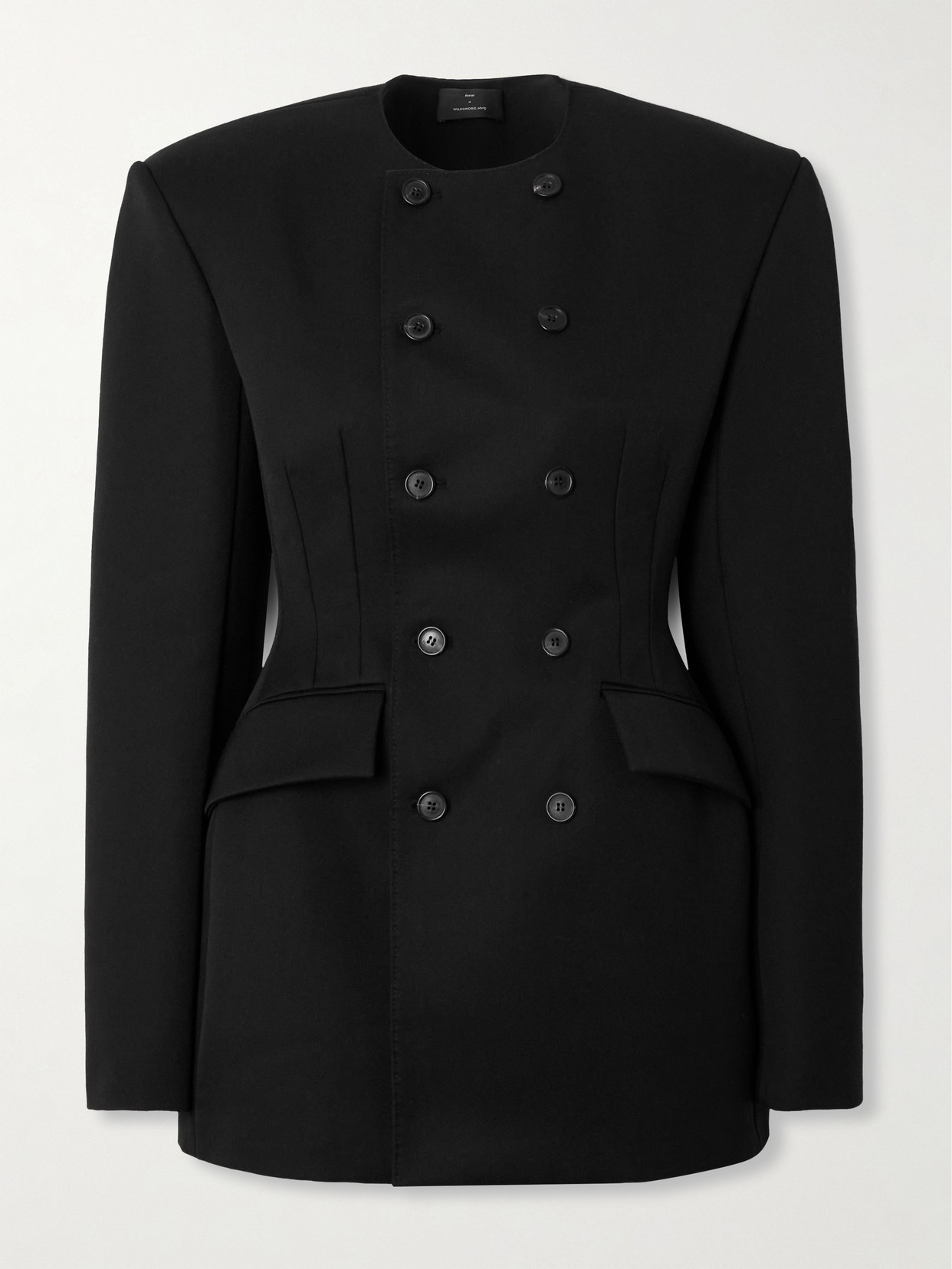 Wardrobe.nyc + Rhw Double-breasted Twill Mini Dress In Black