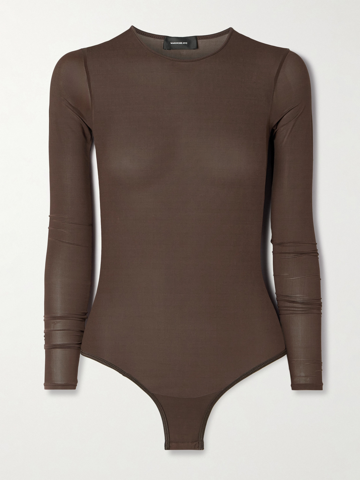 Wardrobe.nyc Stretch-jersey Thong Bodysuit In Brown