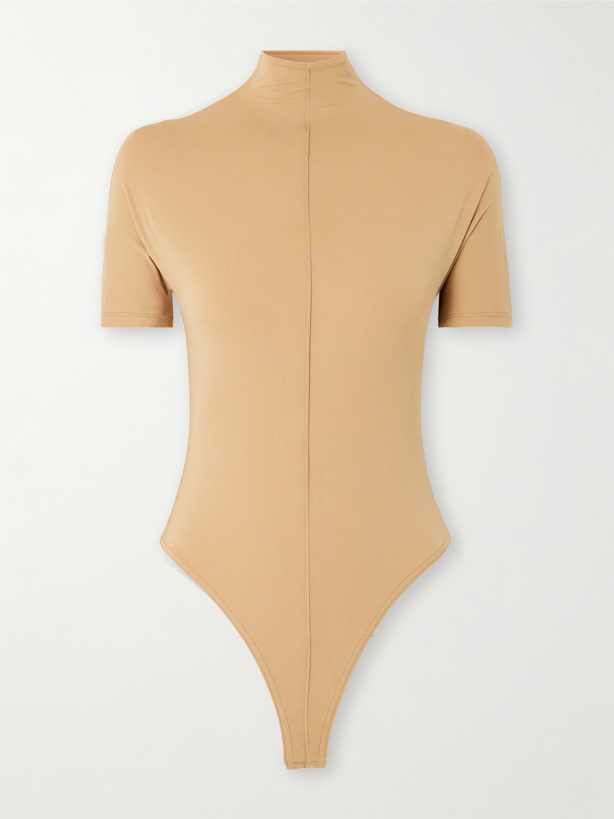 Wardrobe.nyc + Rhw Paneled Stretch-jersey Turtleneck Bodysuit In Neutrals
