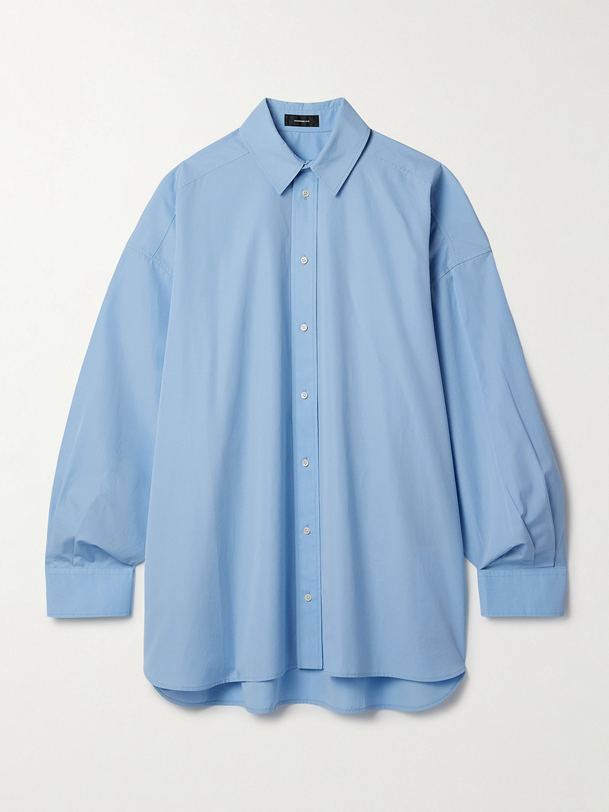 Wardrobe.nyc Oversized Cotton-poplin Mini Shirt Dress In Blue