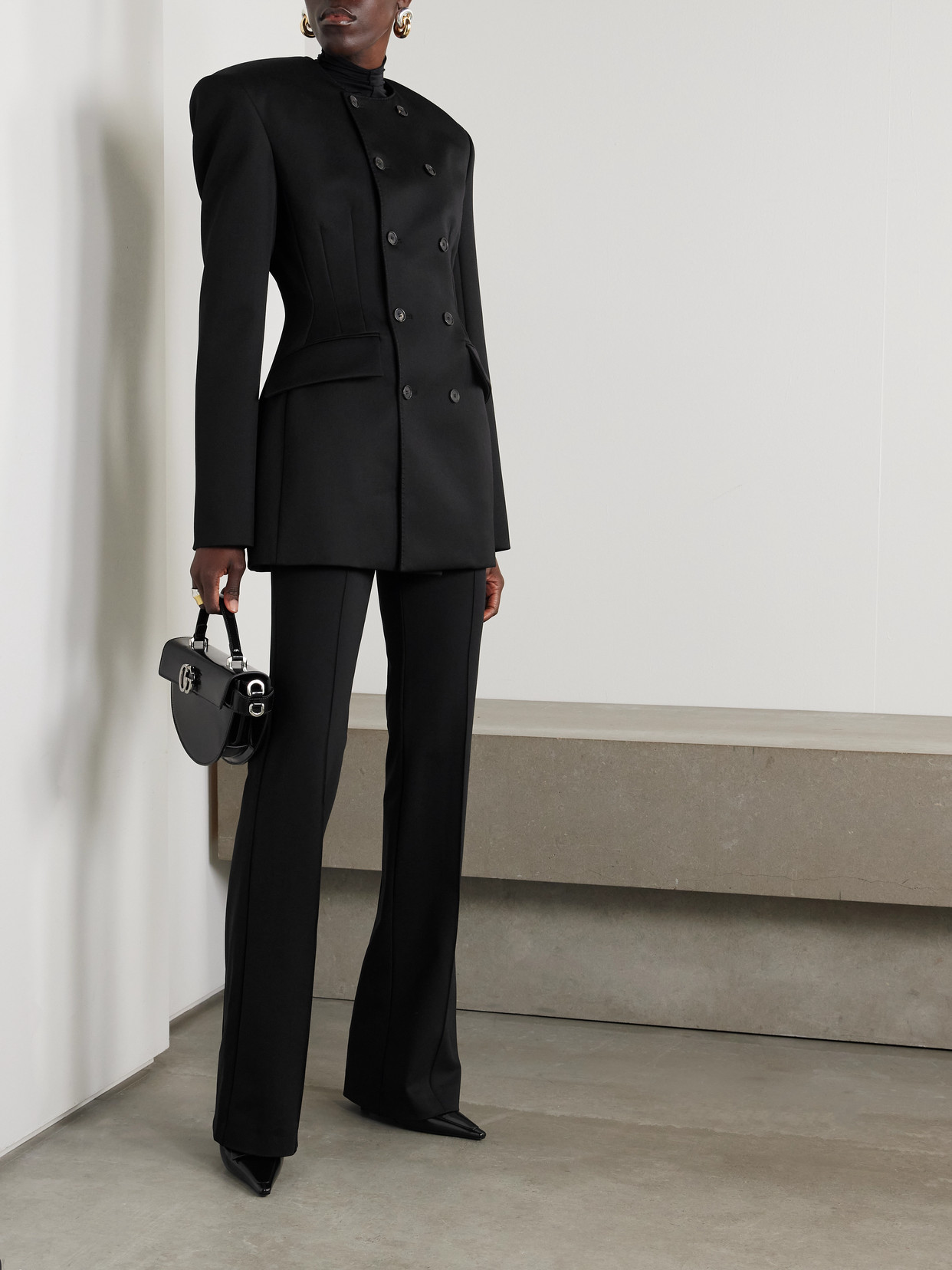 Wardrobe.nyc + Rhw Ponte Flared Pants In Black