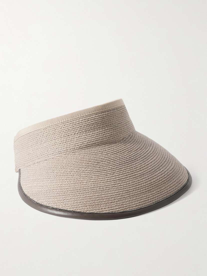 Brunello Cucinelli eather-trimmed Embellished Hemp-blend Visor