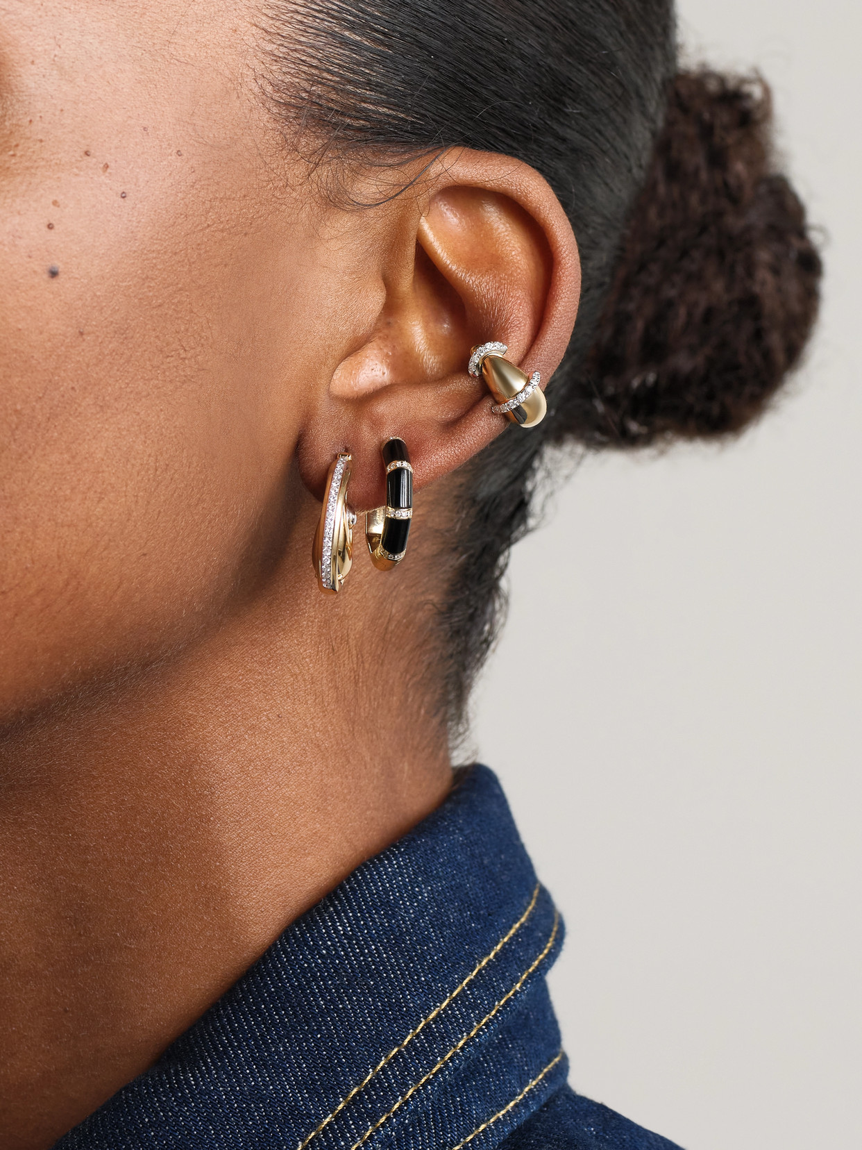 L'atelier Nawbar Diana Big 18-karat Gold, Rhodium-plated And Diamond Earrings In Gold