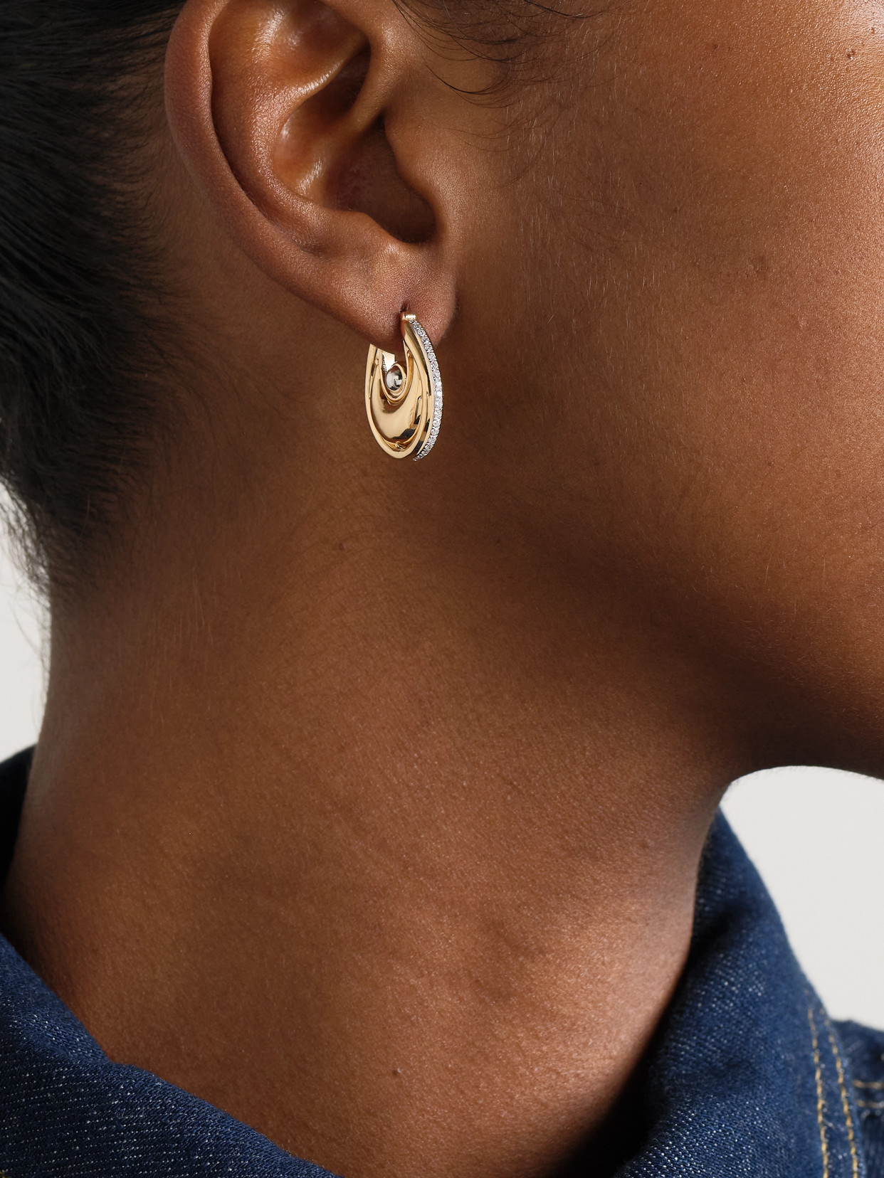 L'atelier Nawbar Diana Big 18-karat Gold, Rhodium-plated And Diamond Earrings In Gold