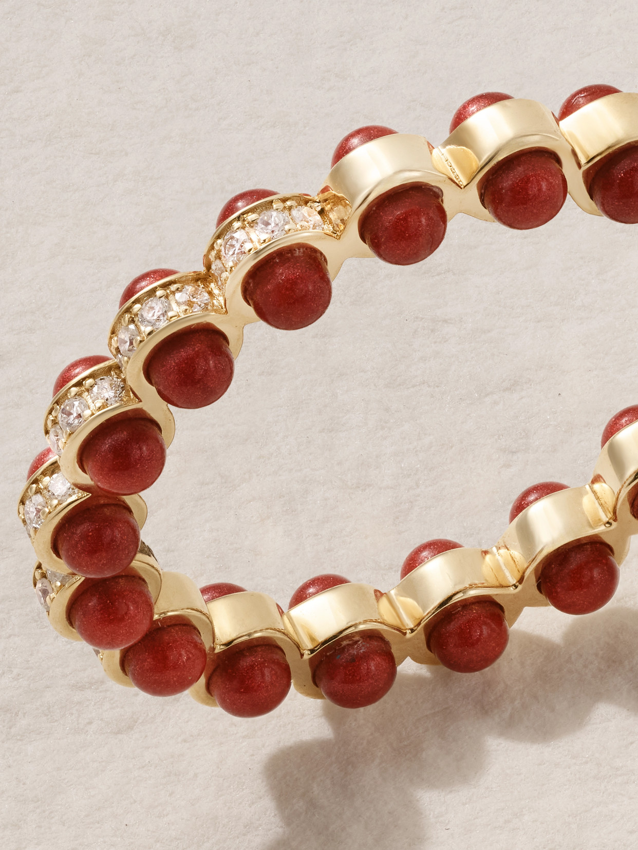 L'atelier Nawbar The Rubidium 18-karat Gold, Diamond And Enamel Ring In Burgundy
